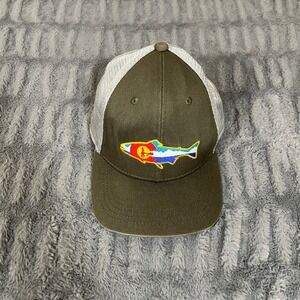 RepYourWater Colorado Trout Trucker Hat Olive Green Gray Snapback Cap Fishing